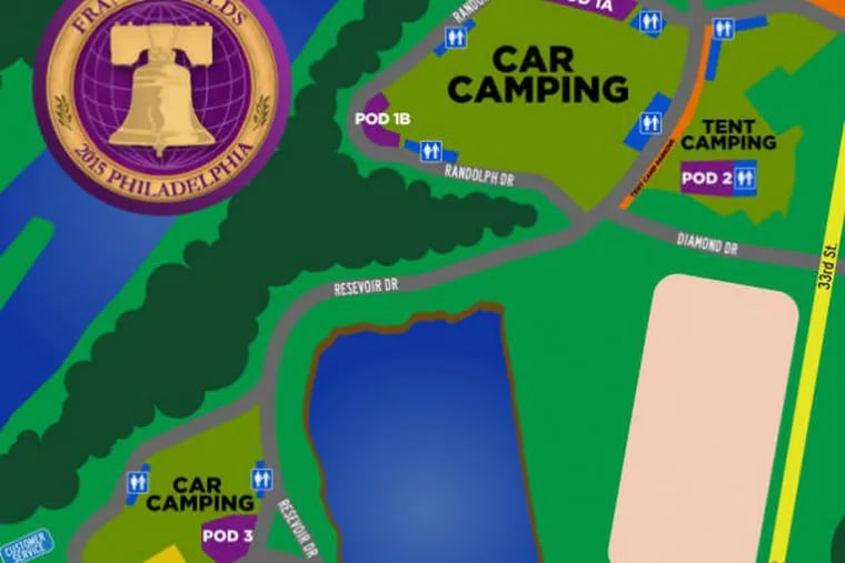 A partial look at the Francis Fields Campground in in East Fairmount Park. (Image from francisfields2015.org)