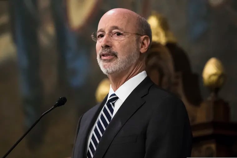 Democratic Gov. Tom Wolf delivers his budget address for the 2019-20 fiscal year to a joint session of the Pennsylvania House and Senate in Harrisburg, Pa., Tuesday, Feb. 5, 2019.