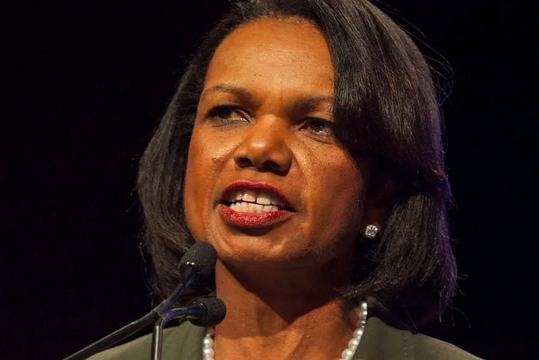 Condoleezza Rice, the former Secretary of State, canceled her speech at Rutgers.