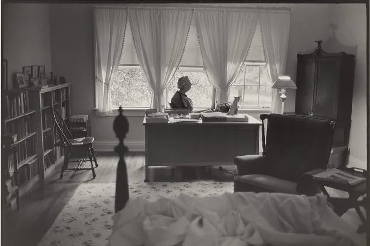 Eudora Welty at work. Eudora Welty<br/>
1972<br/>
Gelatin Silver Print<br/>
Image: 11 13/16 × 17 11/16 inches<br/>
Gift of Theodore T. Newbold, 1980