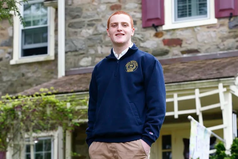 Isaac Toub, a William Penn Charter senior, stands outside his Wyncote. Toub is taking a gap year after high school graduation and will attend Drexel in the fall of 2021.