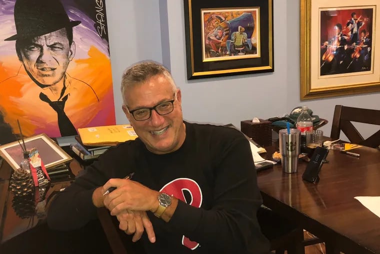 With a sketch of his fave, Frank Sinatra, over his shoulder, singer/bandleader Eddie Bruce reminisces in his Port Richmond home about the Latin Casino, the nationally famous night club that put Cherry Hill on the map.