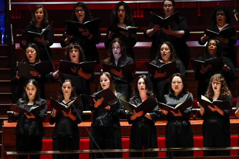 The Philadelphia Symphonic Choir performing the Mozart "Requiem" in Verizon Hall, Jan. 26, 2024.