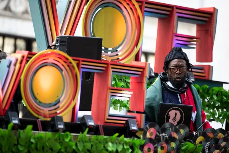 DJ Questlove performs at Joy to the Polls outside of City Hall in Philadelphia, Pa. on Tuesday, November 8, 2022. Later Joy to the Polls dance parties include performances from DJ Diamond Kuts, Cosmo Baker and DJ Jazzy Jeff at other polling places across the city.