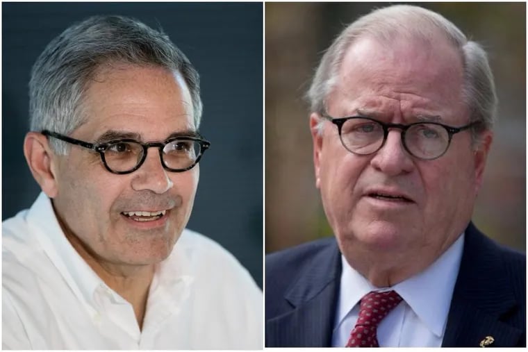Larry Krasner (left), the Democratic nominee for district attorney in Philadelphia, had lunch this week with former Pennsylvania Supreme Court Chief Justice Ron Castille (right), the last Republican to serve as DA in the city.