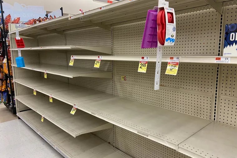 Shelves at the Acme on the Boulevard were emptied of bottled water by Monday evening, despite the city's assurances earlier that tap water was safe to consume.