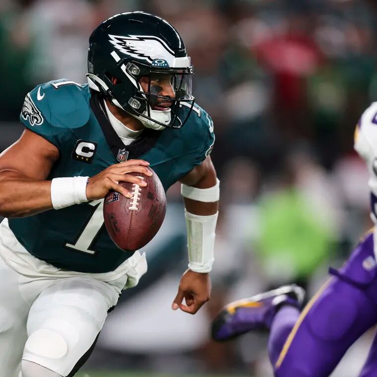 Jalen Hurts and the Eagles are facing a fellow undefeated team on Monday.