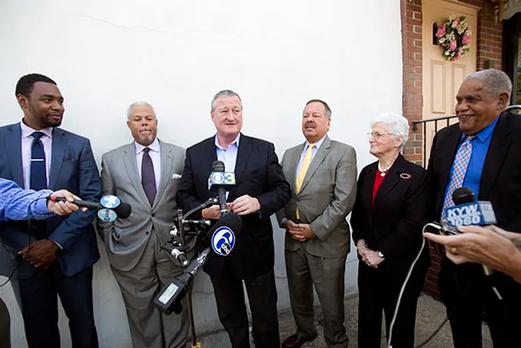 Jim Kenney, center, and Lynne Abraham, second from right, received donations from Herb Vederman, who is charged as a co-conspirator in a public corruption indictment against U.S. Rep. Chaka Fattah Sr. ( STEPHANIE AARONSON / Staff Photographer )