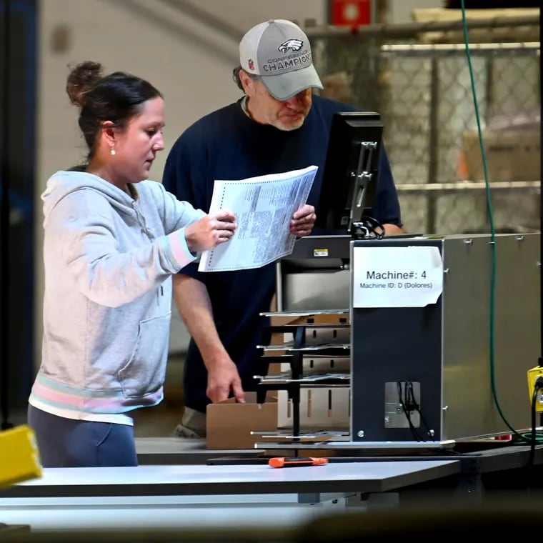 Philadelphia City Commission elections workers begin the recount at the Philadelphia Ballot Processing Center May 29, 2022 in the Pennsylvania Republican Senate primary between candidates Mehmet Oz and David McCormick.