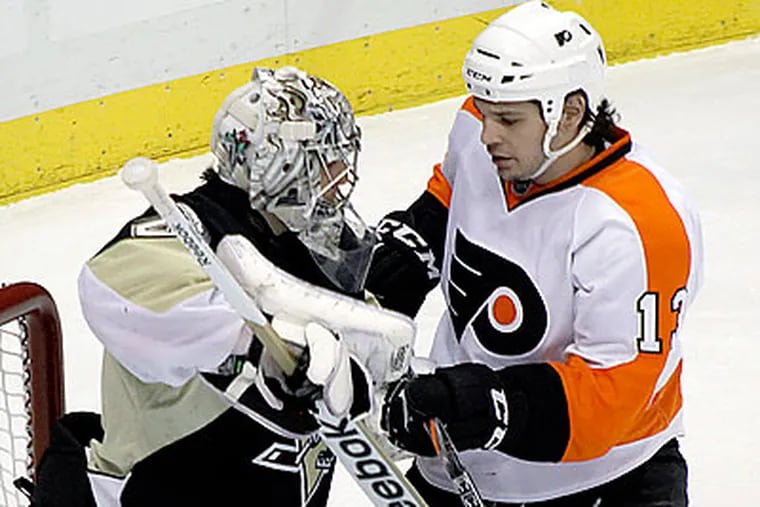 The Flyers and Penguins could be split into separate divisions under a new realignment proposal. (Keith Srakocic/AP file photo)