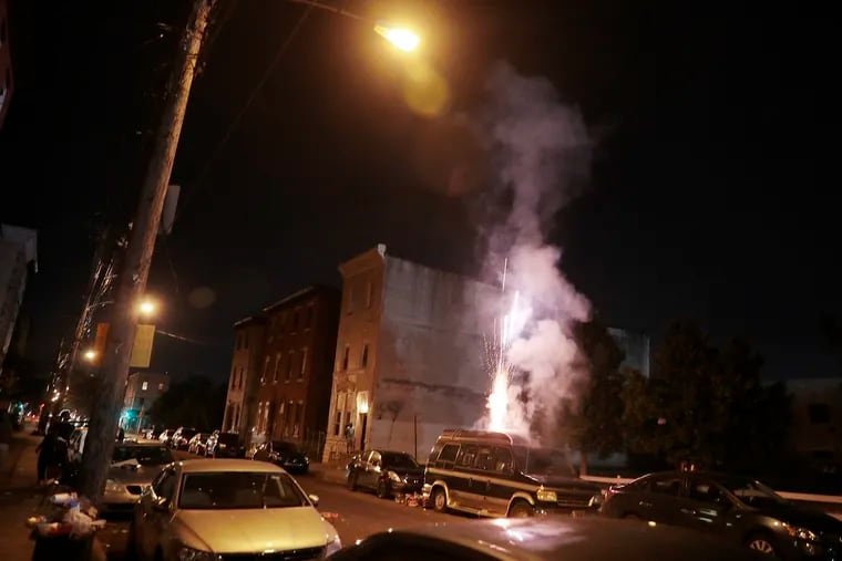 Fireworks injuries are down since 2020, when a man set off some of the explosives on top of this van in North Philadelphia, but the injury rate remains higher among teenagers than other groups.