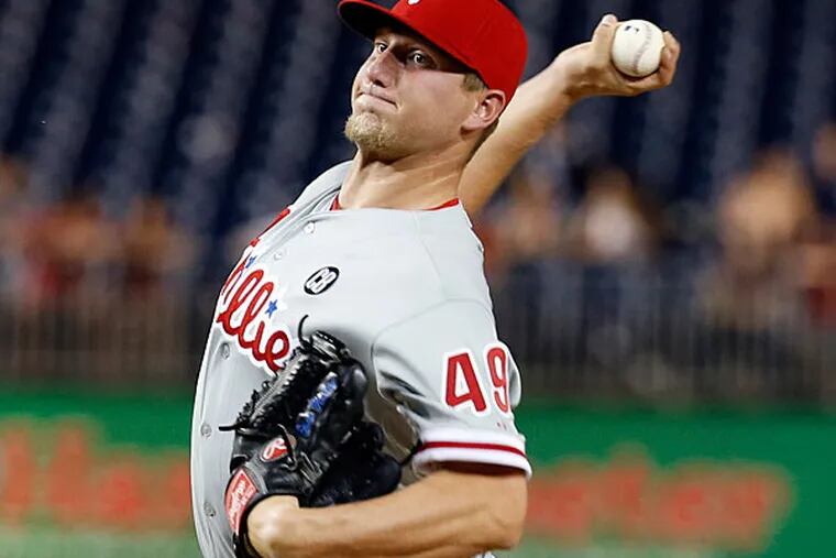 Ethan Martin throws during the eighth inning of a baseball game against the Washington Nationals at Nationals Park Tuesday, June 3, 2014, in Washington. The Nationals won 7-0. (Alex Brandon/AP)