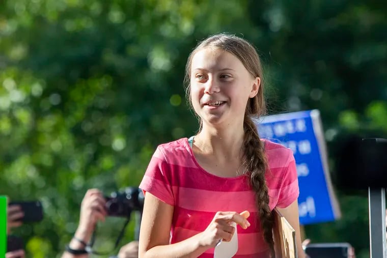 Swedish teenage climate activist Greta Thunberg arrives to the podium to speak as she takes part during the Climate Strike, Friday, Sept. 20, 2019 in New York.