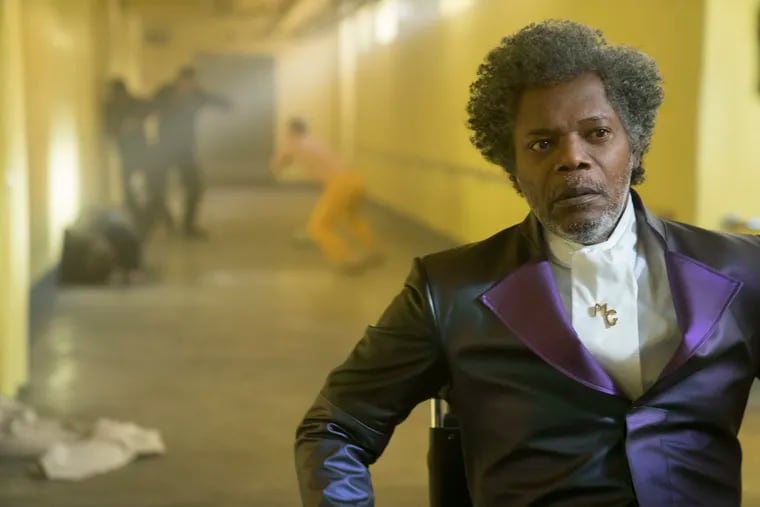 This image released by Universal Pictures shows Samuel L. Jackson in a scene from M. Night Shyamalan's "Glass." (Jessica Kourkounis/Universal Pictures via AP)