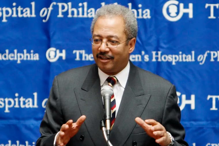 Rep. Fattah speaks during a press conference at CHOP. (Bonnie Weller/Inquirer)