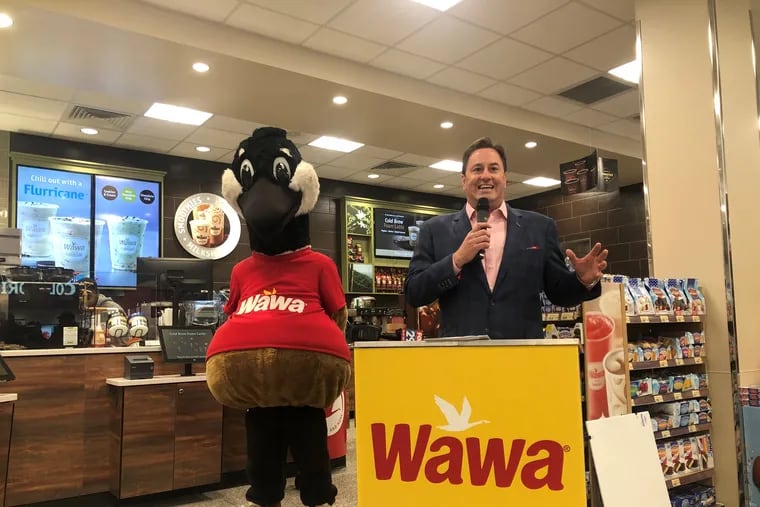 Wawa CEO Chris Gheysens kicks off the festivities at the company's newest store at 901 South Street.