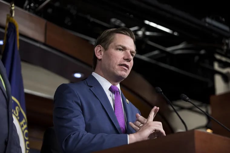 Rep. Eric Swalwell (D-Calif.) speaks at a news conference on May 17, 2017, at the U.S. Capitol in Washington, D.C. Swalwell formally announced his bid for the 2020 Democratic nomination.