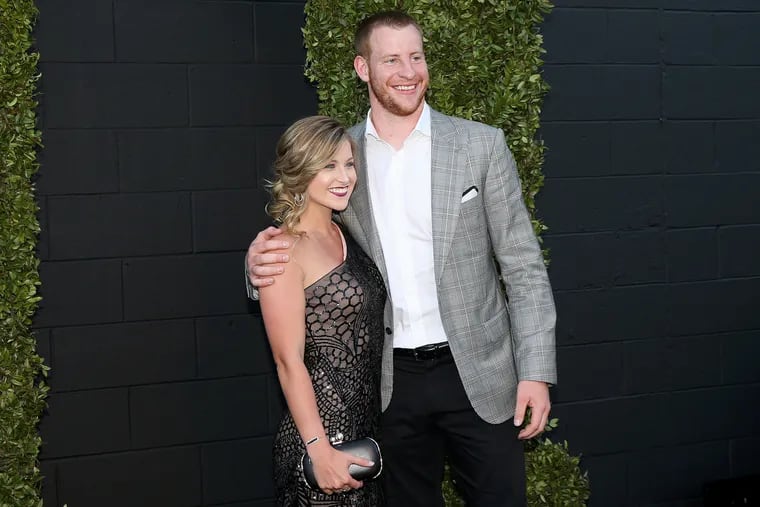Carson Wentz and his wife, Madison Oberg, announced the arrival of their first child on Tuesday afternoon.