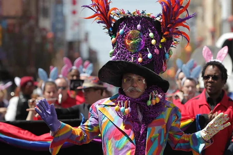 Good-egg Henri David will once again be leading the bunny brigade down South Street in the 84th Easter Promenade on Sunday. No need to hunt for those eggs; they’ll probably be on David’s hat. (DAVID MAIALETTI / STAFF PHOTOGRAPHER)