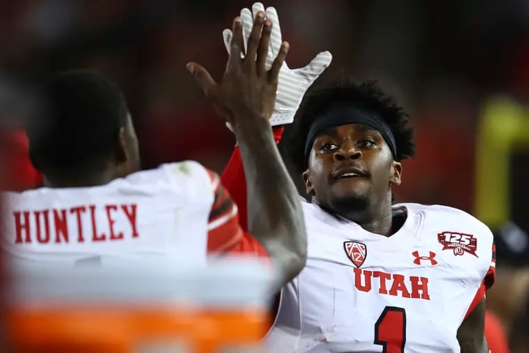 Will Eagles shy away from players like Utah's Jaylon Johnson (1), who is one of the draft's most talented cornerbacks, but has had three shoulder surgeries in the last four years?