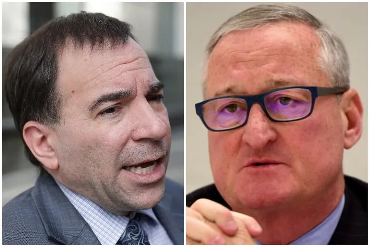 Someone called Billy Ciancaglini (left), the Republican nominee for mayor of Philadelphia, this week from what appeared to be the city's main telephone number to curse and taunt him. The city suspects it was a "spoofed" call. Mayor Jim Kenney (right) has refused to debate or appear with Ciancaglini.