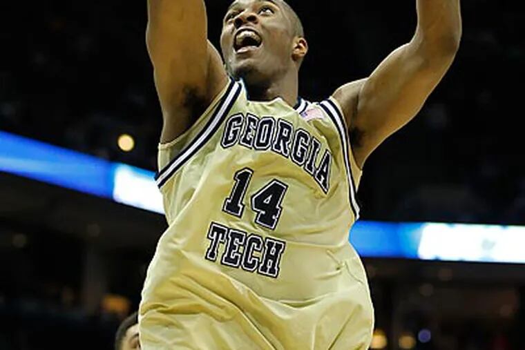 Georgia Tech's Derrick Favors will work out for the 76ers on June 18. (Jeffrey Phelps/AP file photo)