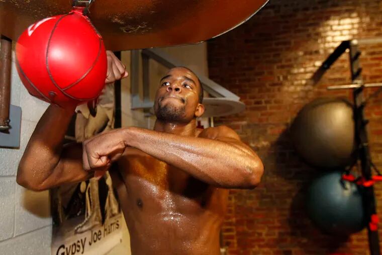 MICHAEL BRYANT / STAFF PHOTOGRAPHER Jesse Hart prepares for his fight Jan. 25 against Derrick Findley at Madison Square Garden.