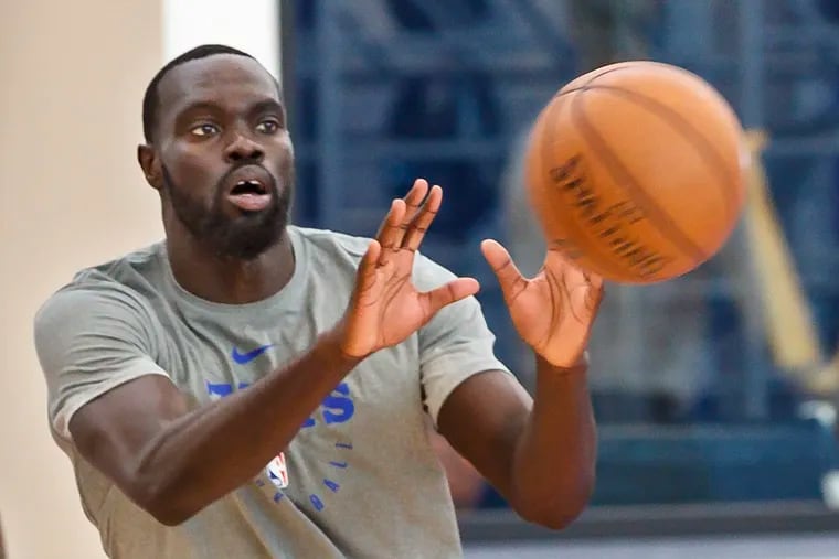 Marial Shayock works a drill at the Sixers' Camden facility last week.