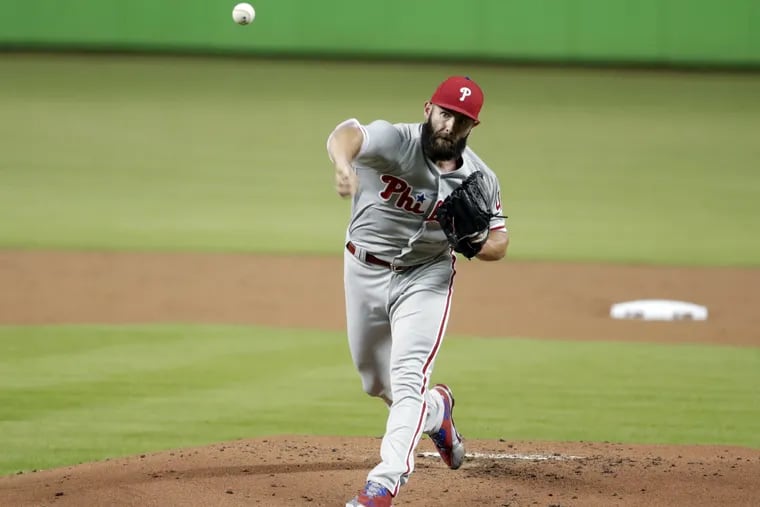 Phillies pitcher Jake Arrieta was in control for most of the Phillies' win over the Marlins on Friday.