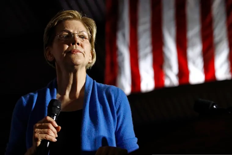 Democratic presidential candidate Sen. Elizabeth Warren, D-Mass., speaks during a primary election night rally, Tuesday, March 3, 2020, at Eastern Market in Detroit.