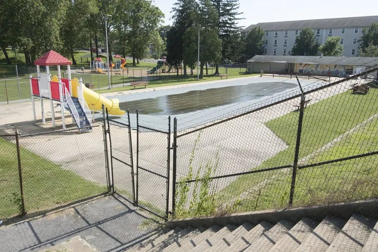 Thursday June 30, 2017 Erin McCarthy writes about the crisis in Coatesville, 5000 kids , a brutally hot simmer and two community pools both closed because of expensive repairs. Here,Ash Park pool which has been closed since 2015. ED HILLE / Staff Photographer