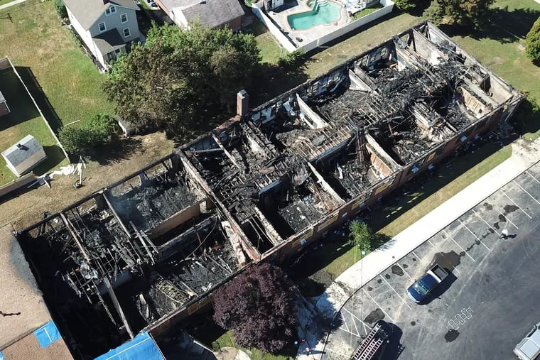 Only the walls remain standing after a raging three-alarm fire burned through the classroom wing of Our Lady of Angels School in Morton, Delaware County.