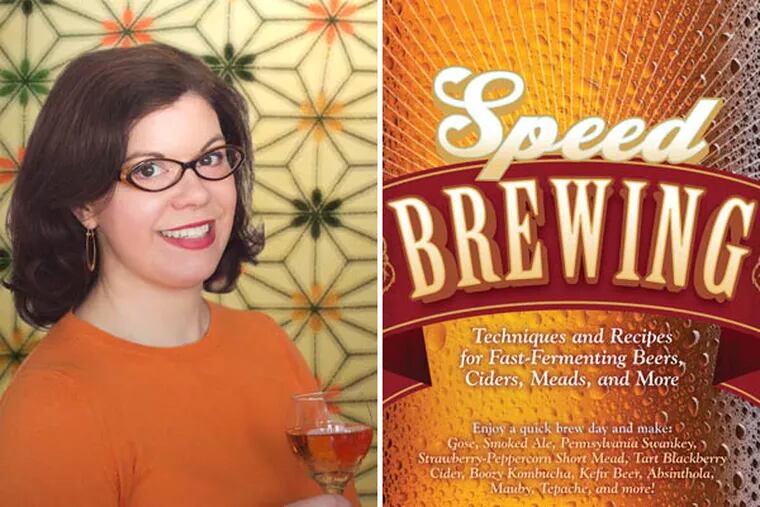 Mary Izett and the cover of Speed Brewing book.