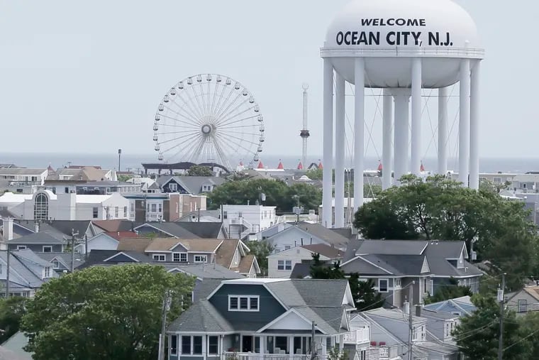 A view of the Ocean City, N.J. water tower and the ferris wheel at Gillian’s Wonderland Pier, from the 9th St. bridge.