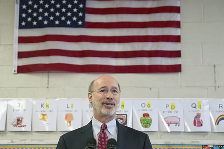 Gov. Wolf announced details of his plan to use a gas tax to boost education funding in a visit to Caln Elementary School in Thorndale. He plans to tour public schools to showcase the plan.