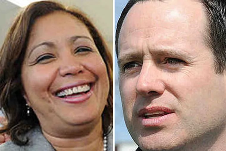 Incumbent Councilwoman Maria Quinones Sanchez (left) faces Danny Savage (right) in a Seventh District Democratic primary battle. (Staff Photos)