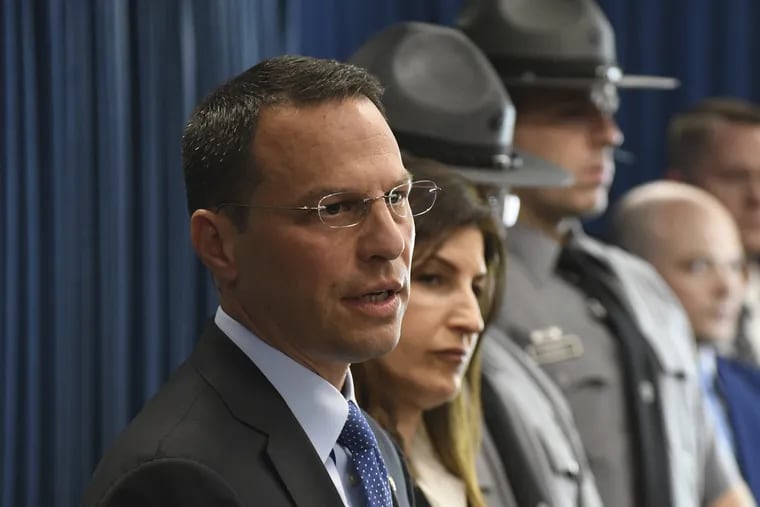 Pennsylvania's attorney general, Josh Shapiro, speaks at a news conference in his office headquarters, Wednesday, May 1, 2019 in Harrisburg. Shapiro announced that a Pennsylvania doctor, William Vollmar, already charged with sexually assaulting a man during an office visit, faces new allegations he sexually assaulted four other patients, including a student.