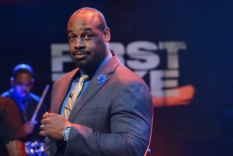 Former Eagles quarterback Donovan McNabb on the set of ESPN’s “First Take.” McNabb has been accused of sexual harassment in a lawsuit filed by a former colleague at the NFL Network.