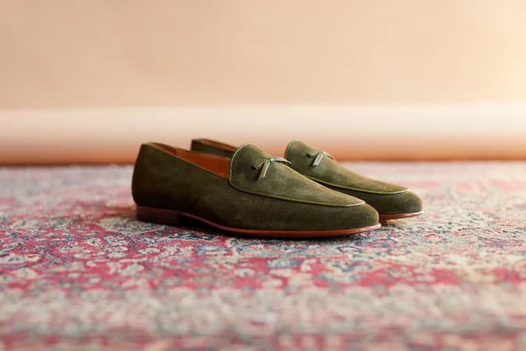 This 3DMXMSP olive suede loafer,  is The Clive, $155, is one of the styles in local blogger Sabir Peele's inaugural shoe collaboration.