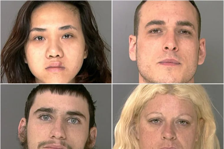 Clockwise from top left: Sandra Ng, 19; David Thomas, 27; Jennifer Pratt, 29; and Corry "Corey" Campbell, 20, were arrested in connection with the forced tattooing of a man in his Mayfair home.