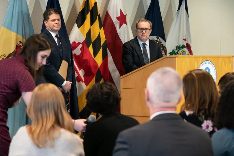 Andrew Wheeler, Acting Administrator of the Environmental Protection, answers questions from the media during an EPA press conference announcing a nationwide plan to address PFAS in drinking water, and to set a limit of how much of the chemicals can be present in drinking water, in Philadelphia, February 13, 2019. PFAS water contamination has affected thousands in Bucks and Montgomery Counties.