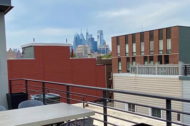 The roof deck at Emmy Squared offers views of Center City.