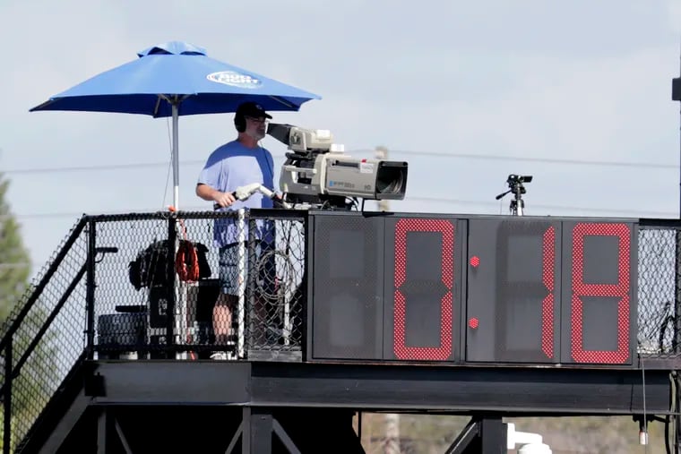 A pitch clock, seen here in use during a Phillies spring training game in 2019 in Clearwater, Fla., is among the new rules changes that MLB will consider to improve the pace of play.