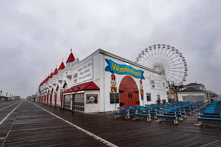 Gillian’s Wonderland Pier in Ocean City, N.J., is shown in January, with its Ferris wheel in the background.