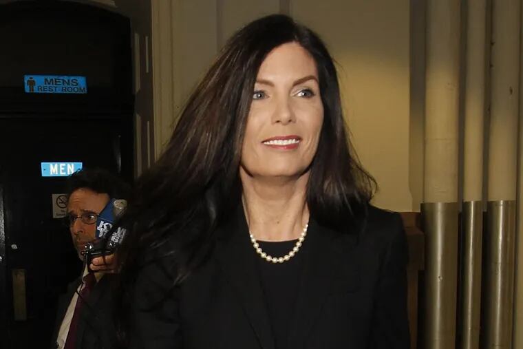Pa. Attorney General Kathleen Kane arrives Wednesday, March 11, 2015, at Philadelphia City Hall.