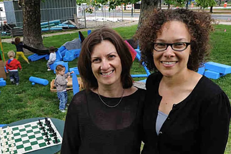 Catherine Barrett (left) and Christine Piven were inspired by Dutch architect Aldo van Eyck's concept of &quot;play in-between.&quot; They envisioned FreePlay to attract all ages. (APRIL SAUL / Staff Photographer)