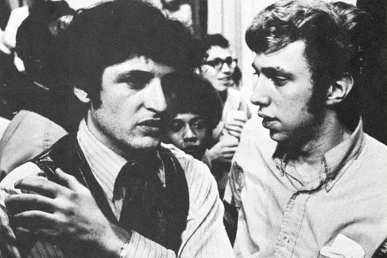 Sociology professor Phillip Pochoda (left) and student leader Ira Harkavy during the 1969 Penn College Hall sit-in.