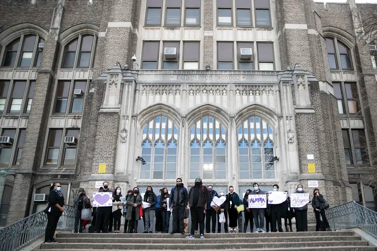 Teachers, students, and staff at Olney Charter School memorialize Alayna Thach, a 17-year-old Olney student who died of COVID-19. Large numbers of teachers at the school called out Monday, concerned about health and safety conditions at the school. ASPIRA of Pennsylvania, the company that runs the charter, have threatened legal action.