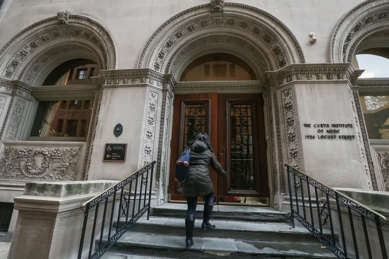 The steps into the main building of the Curtis Institute of Music on Rittenhouse Square