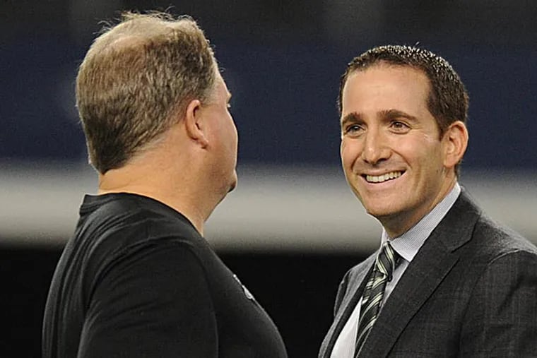 Eagles head coach Chip Kelly and general manager Howie Roseman. (Clem Murray/Staff Photographer)